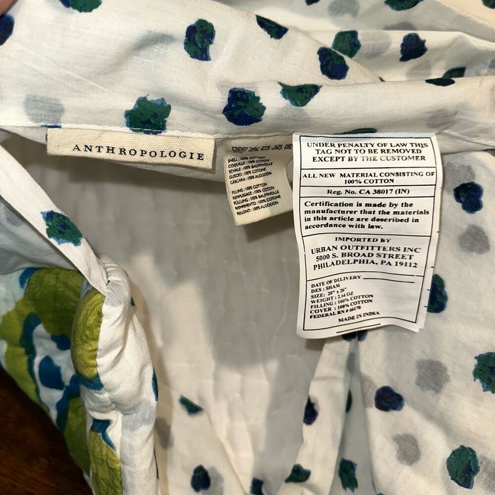 Anthropologie Pillow Sham Set (2) 20 x 26 - Picture 3 of 3